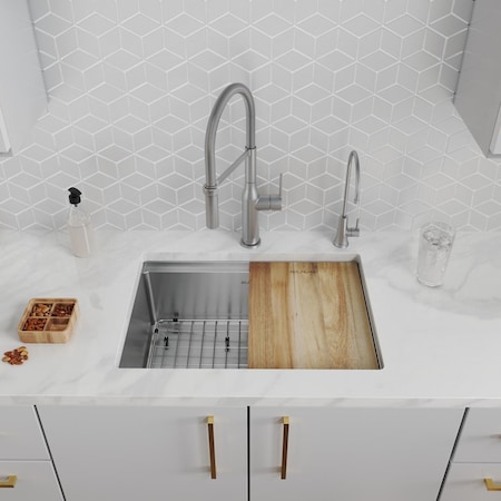 Elkay 16 Gauge Workstation Stainless Steel 25-1/2" x 18-1/2" x 9" Single Bowl Undermount Sink Kit with Filtered Beverage Faucet EFRU24169RTFGW